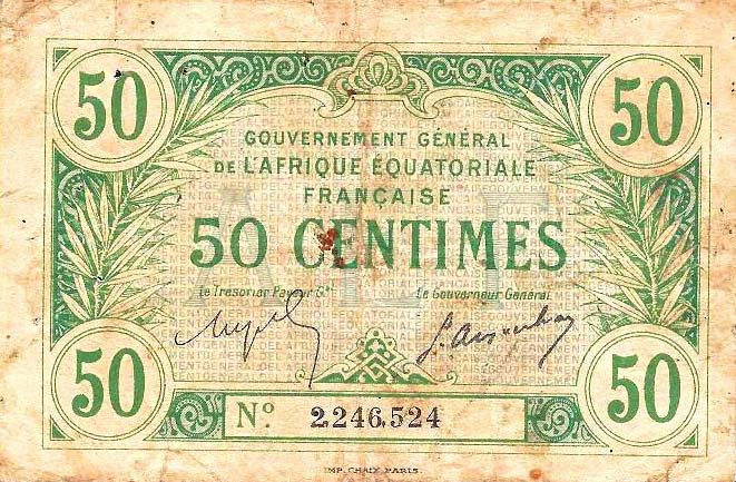 Front of French Equatorial Africa p1a: 50 Centimes from 1917