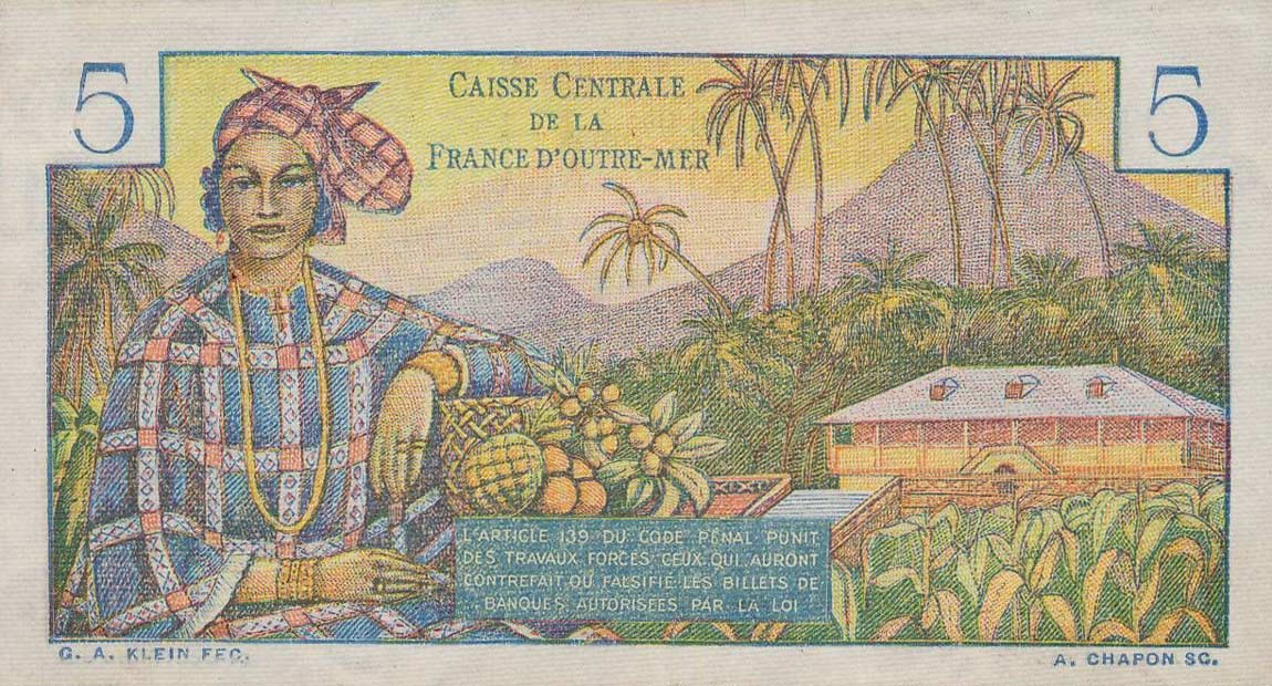 Back of French Equatorial Africa p20B: 5 Francs from 1947