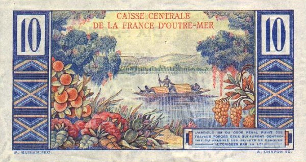 Back of French Equatorial Africa p21: 10 Francs from 1947