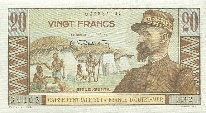 Front of French Equatorial Africa p22: 20 Francs from 1947