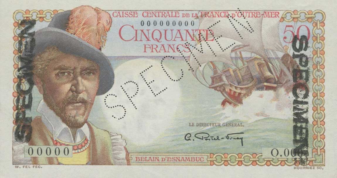 Front of French Equatorial Africa p23s: 50 Francs from 1947