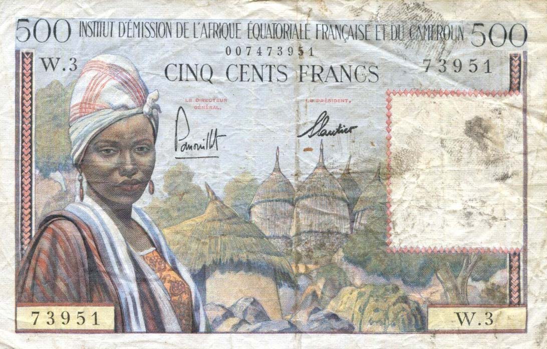 Front of French Equatorial Africa p33a: 500 Francs from 1957