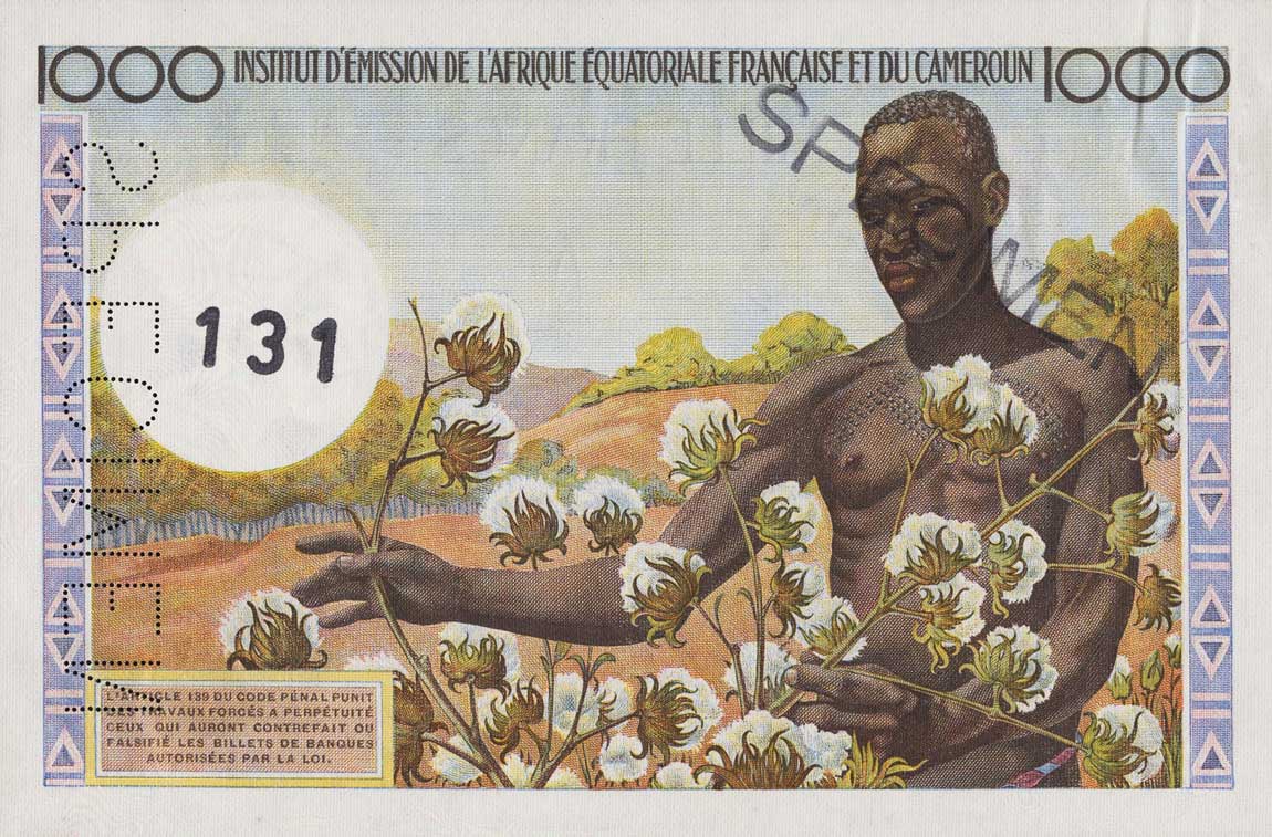 Back of French Equatorial Africa p34s: 1000 Francs from 1957