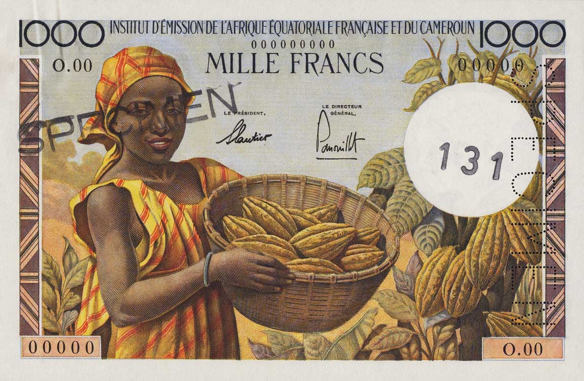 Front of French Equatorial Africa p34s: 1000 Francs from 1957