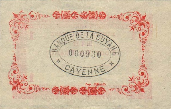 Back of French Guiana p11: 1 Franc from 1942