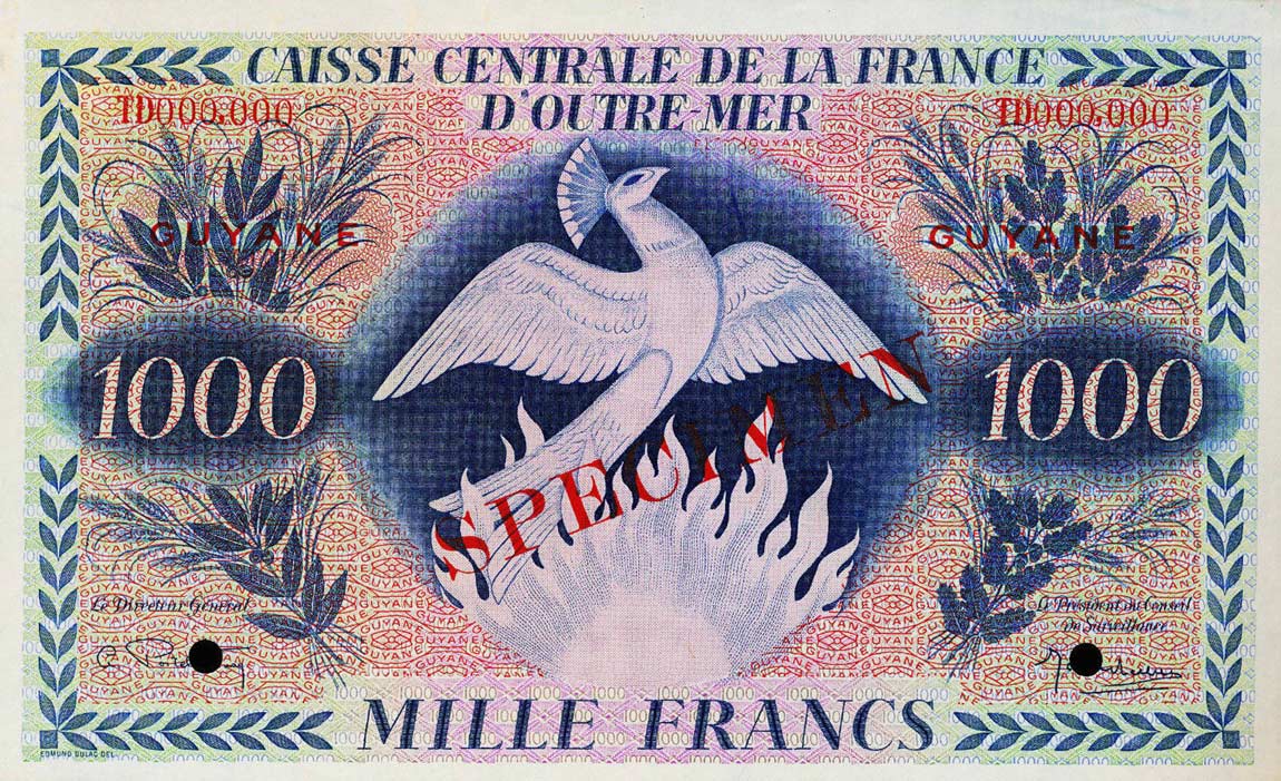 Front of French Guiana p18s: 1000 Francs from 1944