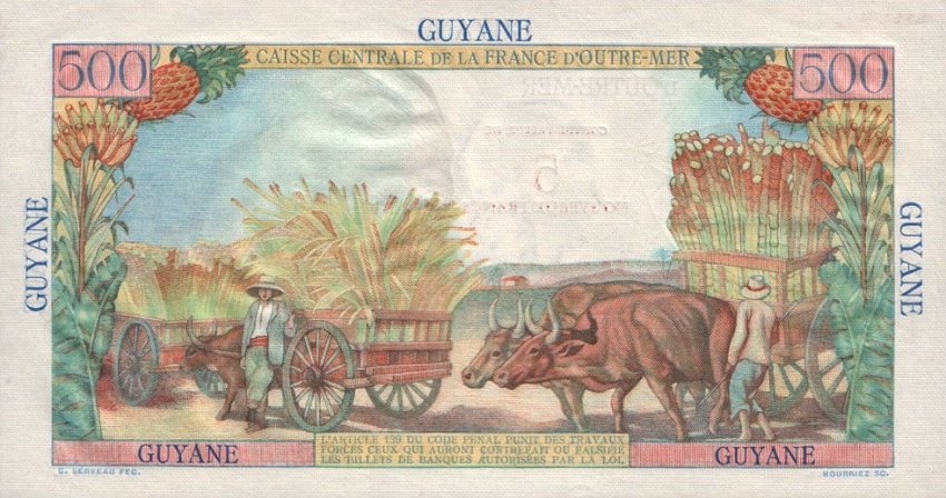 Back of French Guiana p30: 5 Nouveaux Francs from 1961