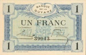 p5 from French Guiana: 1 Franc from 1916