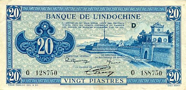 Front of French Indo-China p65: 20 Piastres from 1942