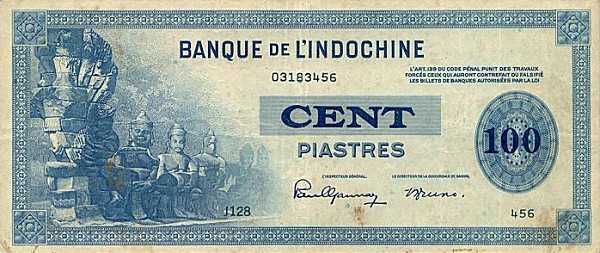 Front of French Indo-China p78a: 100 Piastres from 1945