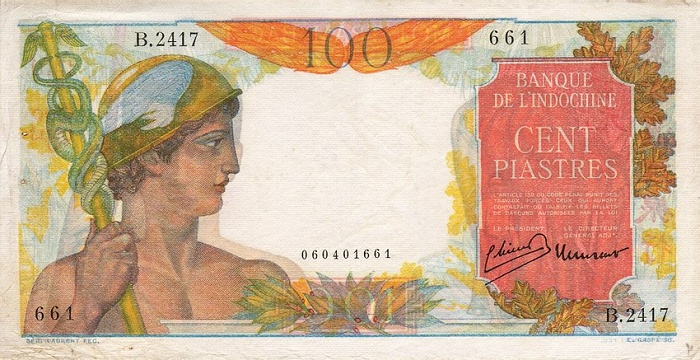 Front of French Indo-China p82b: 100 Piastres from 1949