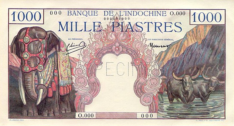 Front of French Indo-China p84s2: 1000 Piastres from 1951