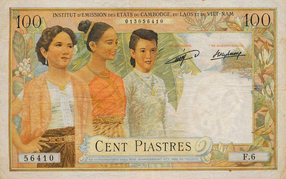 Front of French Indo-China p103a: 100 Piastres from 1954