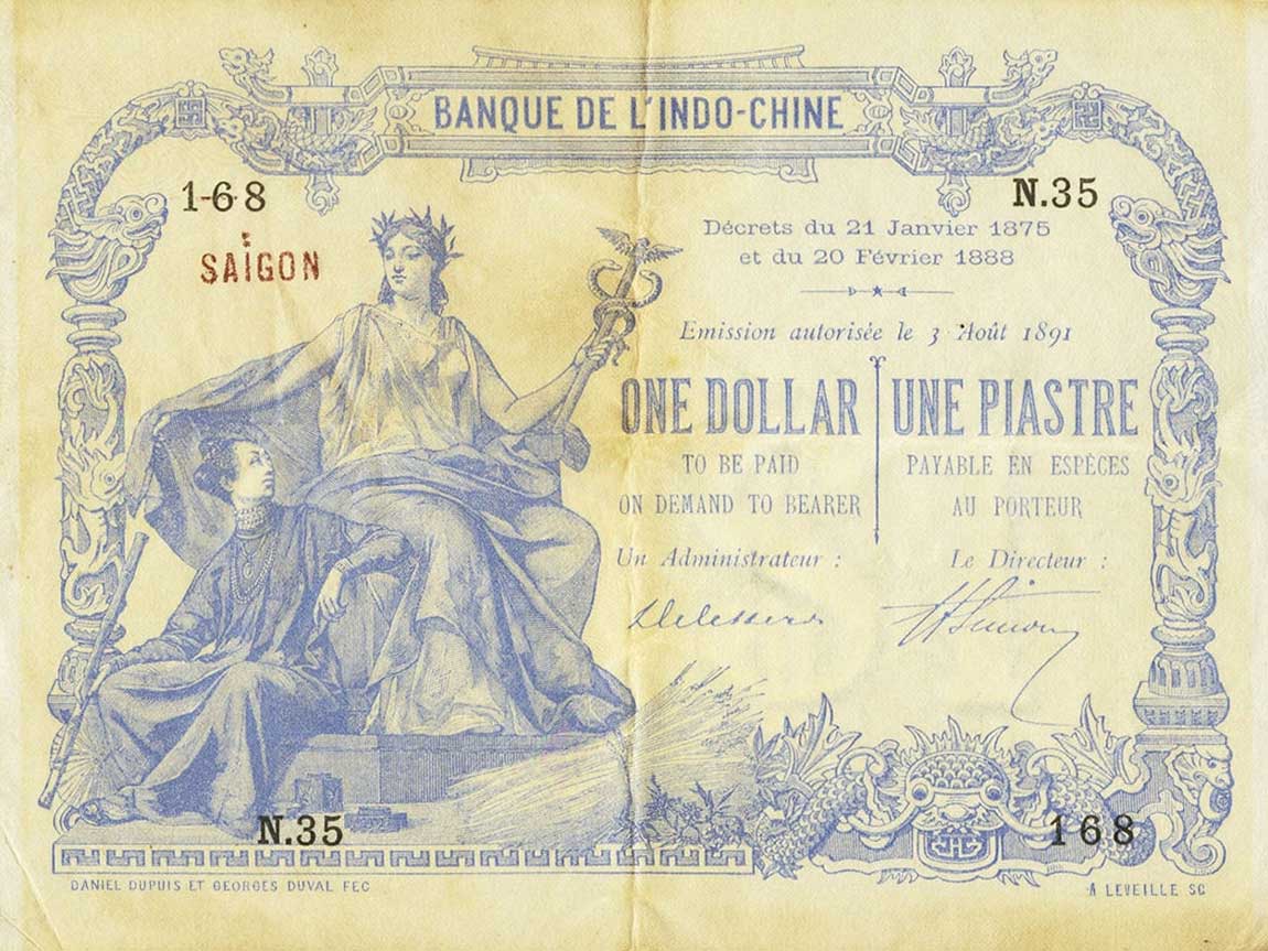 Front of French Indo-China p24: 1 Dollar from 1892