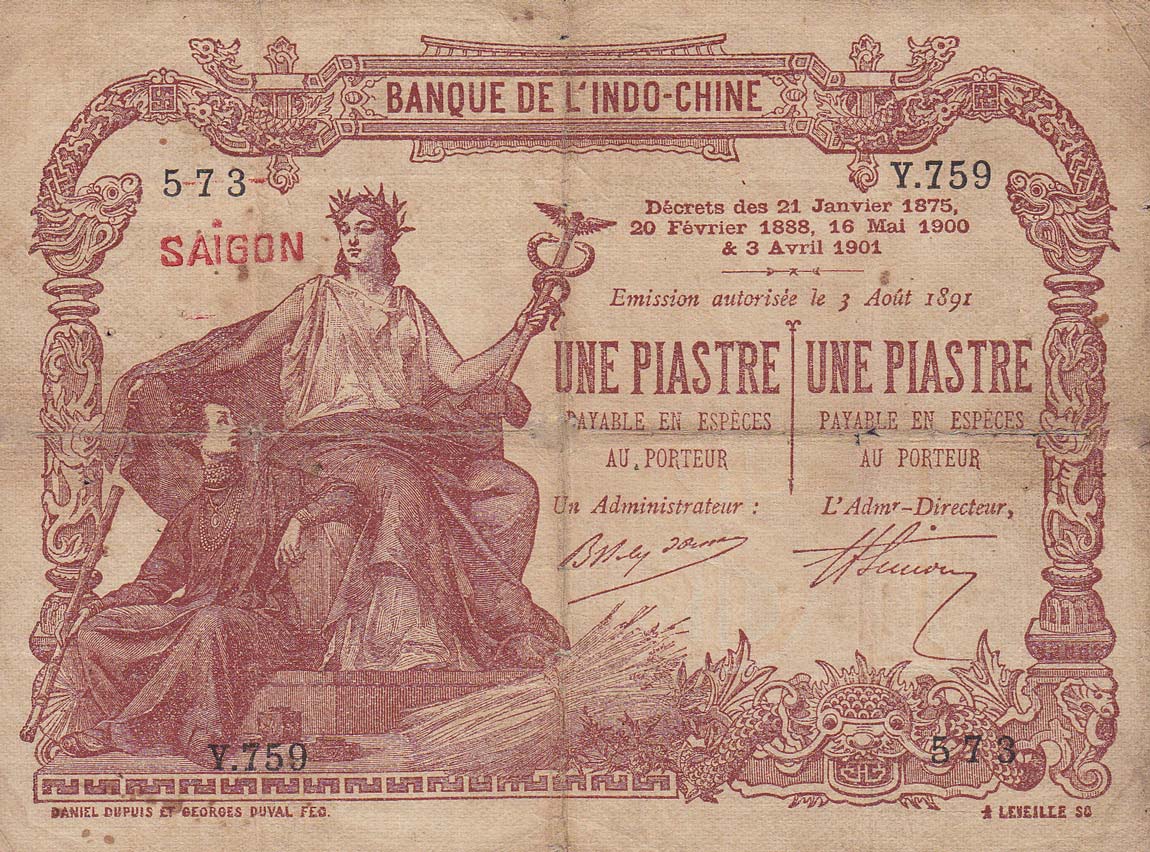 Front of French Indo-China p27: 1 Dollar from 1900