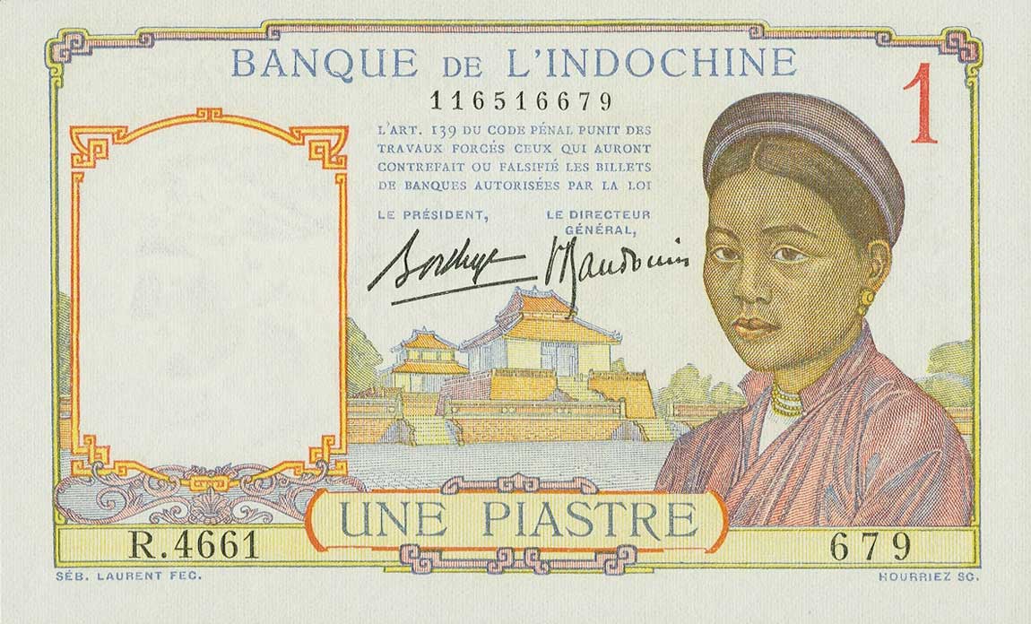 Front of French Indo-China p52: 1 Piastre from 1932