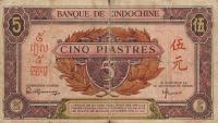 Gallery image for French Indo-China p63: 5 Piastres