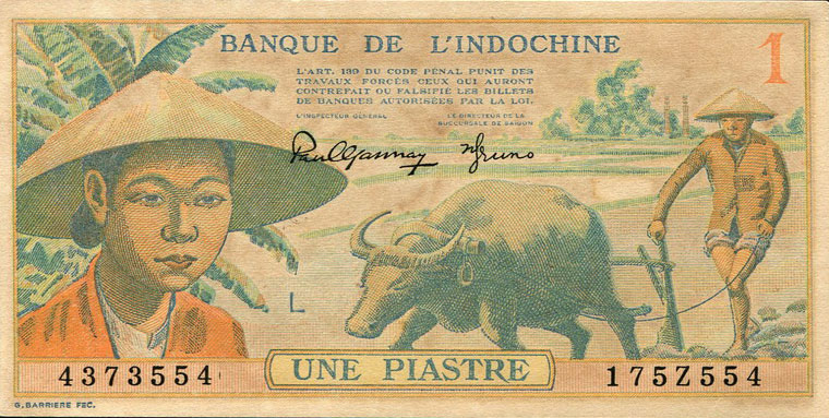Front of French Indo-China p74a: 1 Piastre from 1949