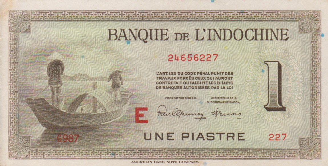 Front of French Indo-China p76b: 1 Piastre from 1951
