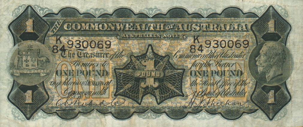 Front of Australia p16d: 1 Pound from 1932