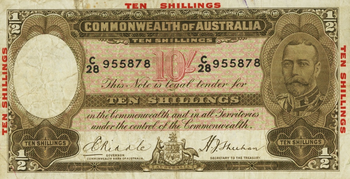 Front of Australia p20: 10 Shillings from 1934