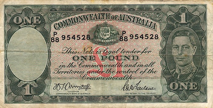 Front of Australia p26b: 1 Pound from 1942
