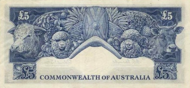 Back of Australia p35a: 5 Pounds from 1960