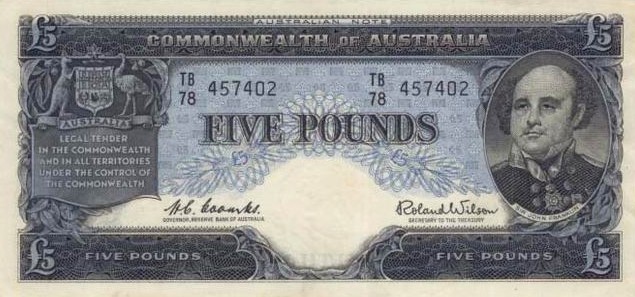 Front of Australia p35a: 5 Pounds from 1960