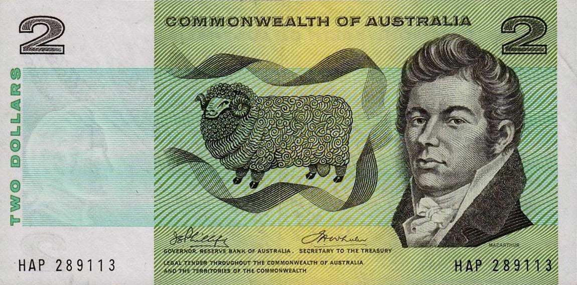 Front of Australia p38d: 2 Dollars from 1966