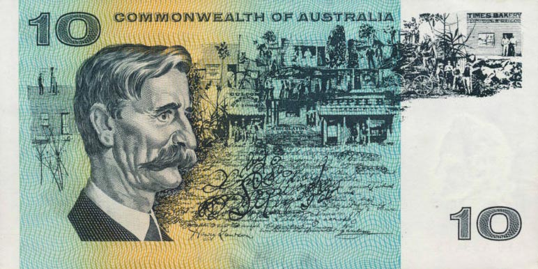 Back of Australia p40b: 10 Dollars from 1966