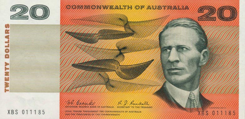 Front of Australia p41b: 20 Dollars from 1966