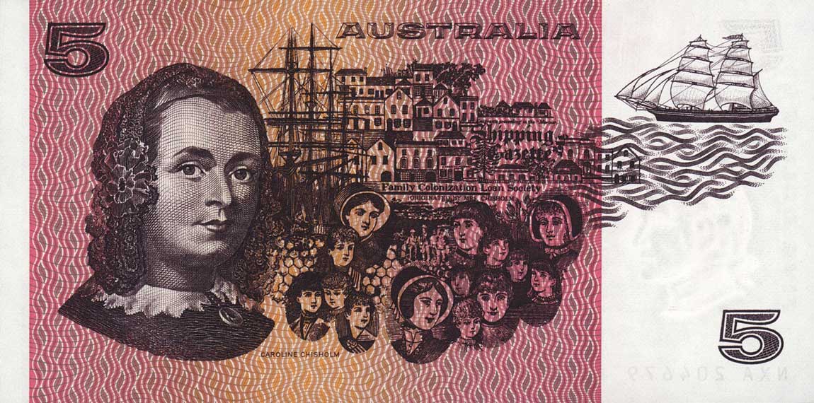 Back of Australia p44b3: 5 Dollars from 1974
