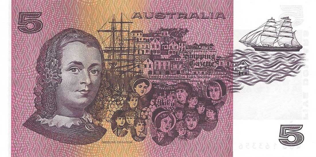 Back of Australia p44f: 5 Dollars from 1974