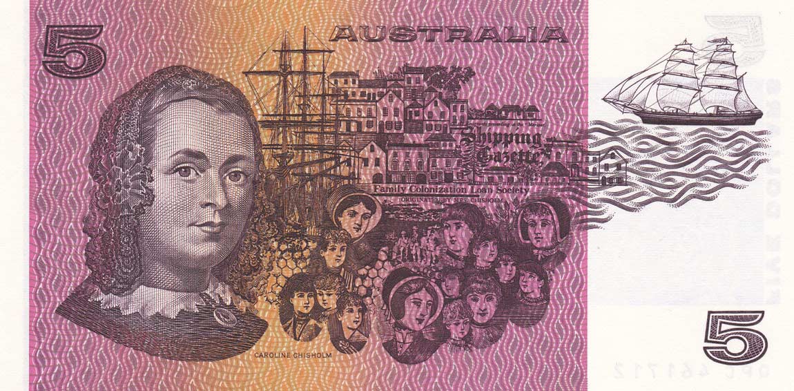 Back of Australia p44g: 5 Dollars from 1974