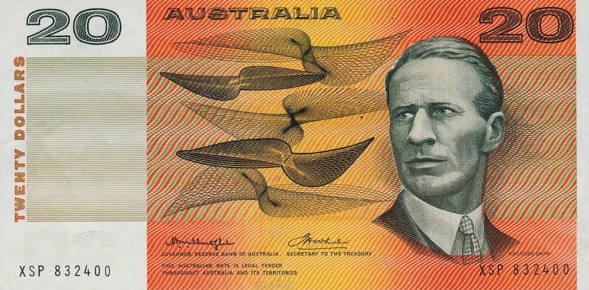 Front of Australia p46b: 20 Dollars from 1974
