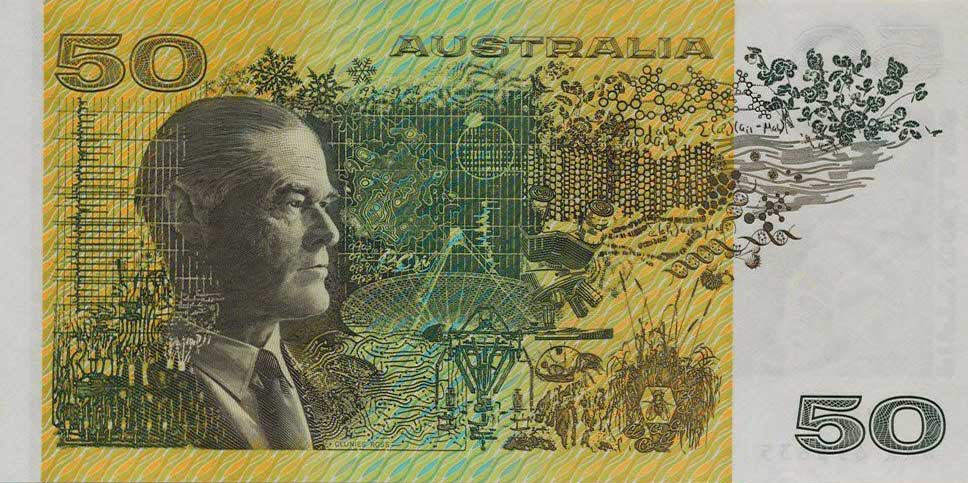 Back of Australia p47h: 50 Dollars from 1973