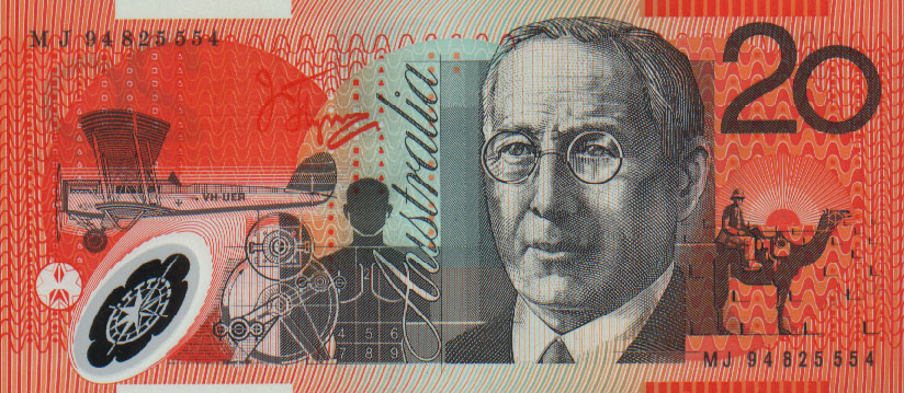 Back of Australia p53a: 20 Dollars from 1994