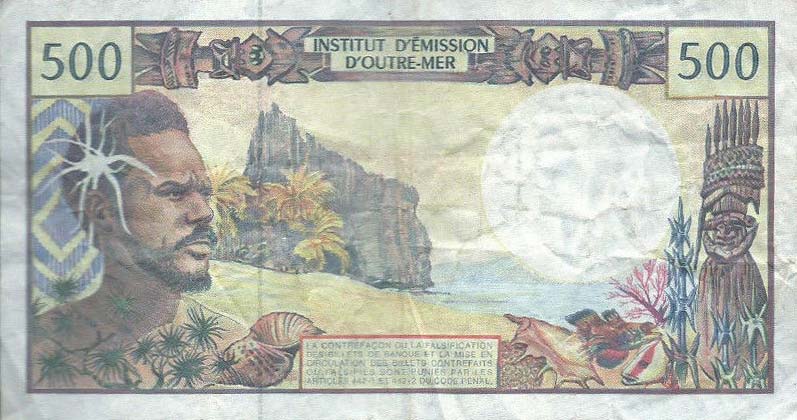 Back of French Pacific Territories p1f: 500 Francs from 1992