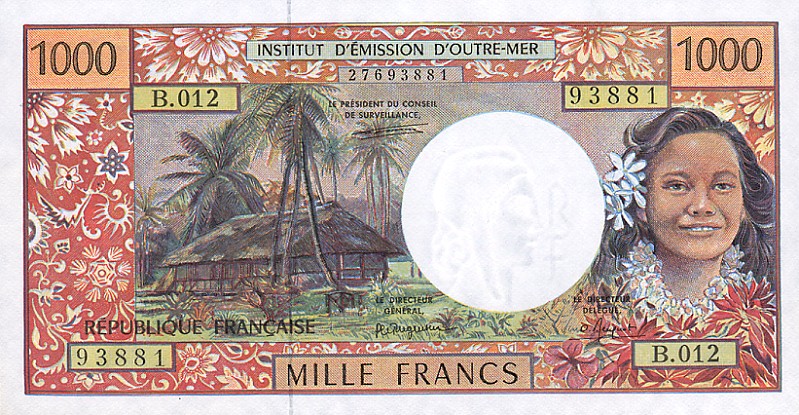 Front of French Pacific Territories p2a: 1000 Francs from 1996