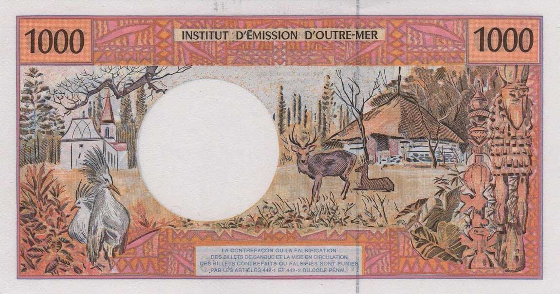 Back of French Pacific Territories p2f: 1000 Francs from 1996