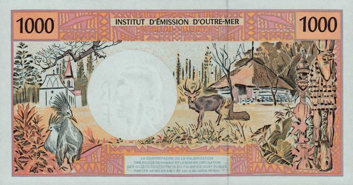 Back of French Pacific Territories p2h: 1000 Francs from 1996
