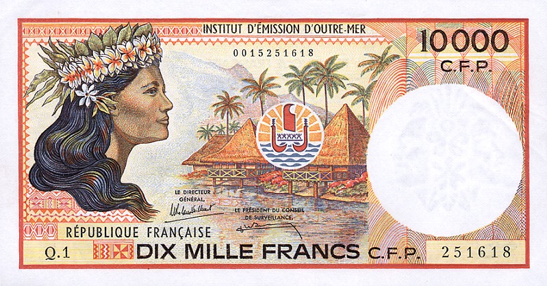 Front of French Pacific Territories p4a: 10000 Francs from 1985
