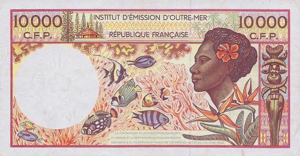 Back of French Pacific Territories p4e: 10000 Francs from 1985