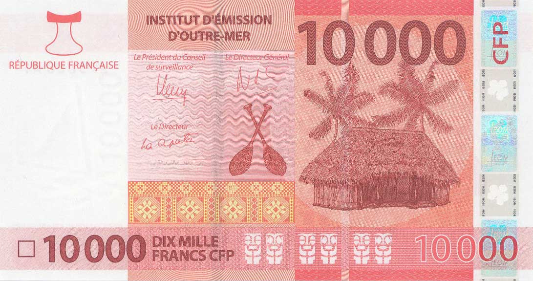 Front of French Pacific Territories p8: 10000 Francs from 2014