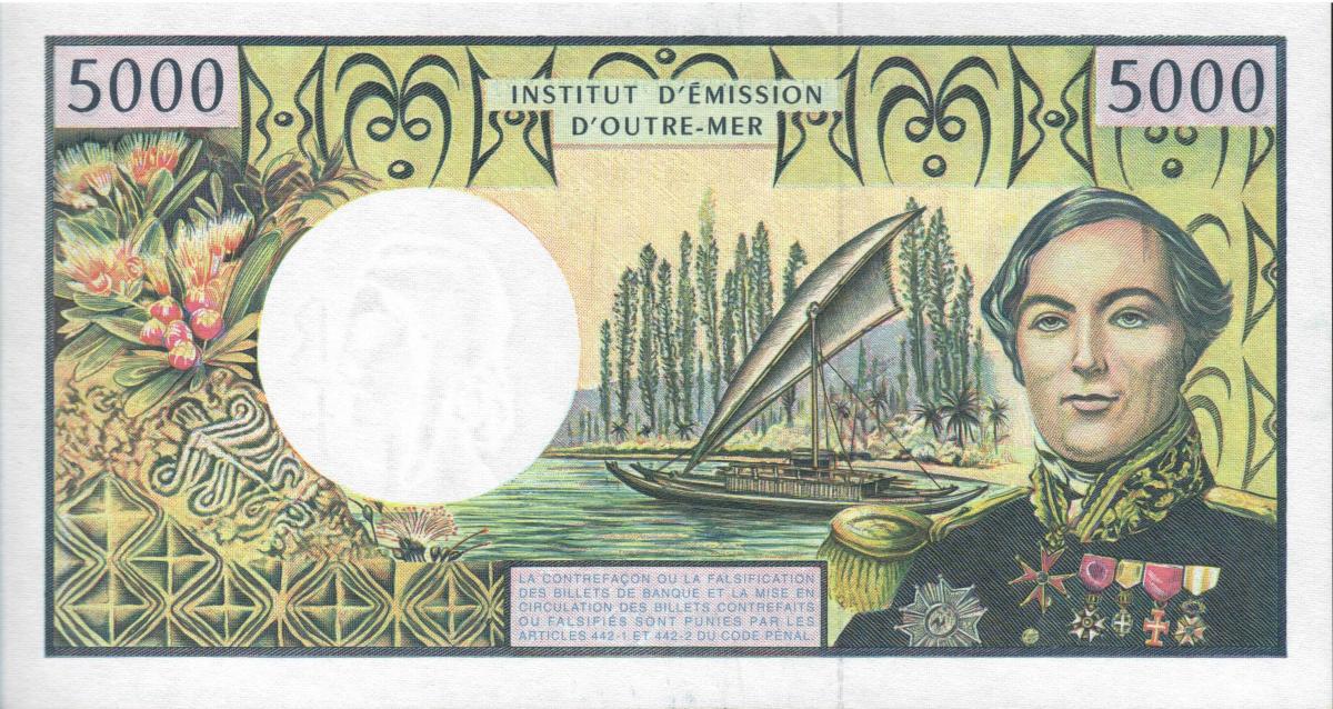 Back of French Pacific Territories p3f: 5000 Francs from 1996