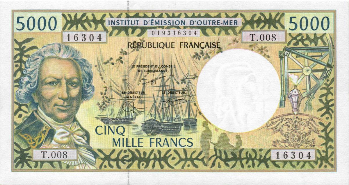 Front of French Pacific Territories p3f: 5000 Francs from 1996