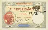 p11 from French Somaliland: 5 Francs from 1943