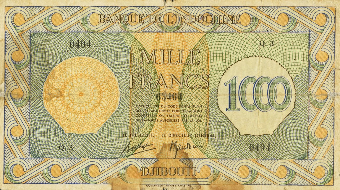 Front of French Somaliland p18: 1000 Francs from 1945