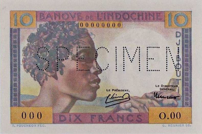 Front of French Somaliland p19s: 10 Francs from 1946