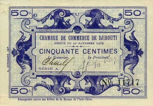 Front of French Somaliland p23: 50 Centimes from 1919